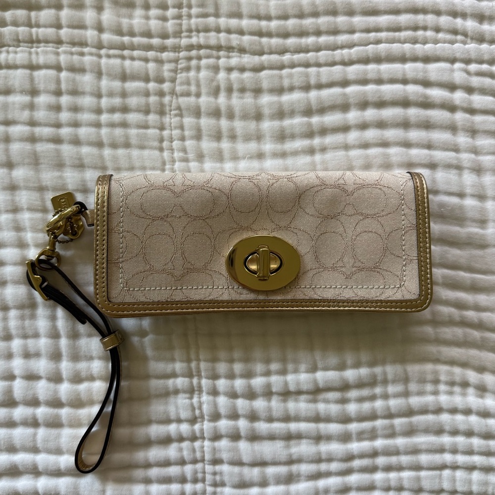 Coach Gold Wristlet Clutch